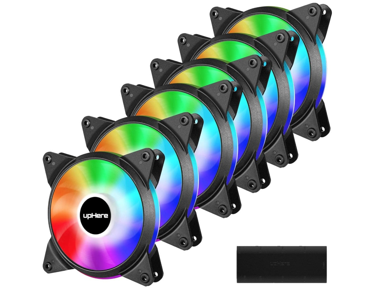 Lot de 6 ventilateurs de boîtier à DEL RVB de 120 mm upHere + Controleur
