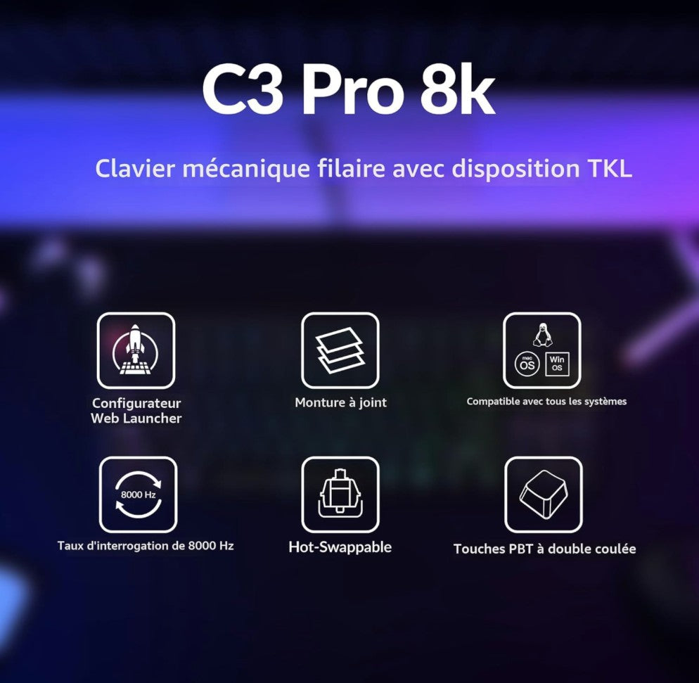 Clavier mécanique Keychron C3 Pro TKL